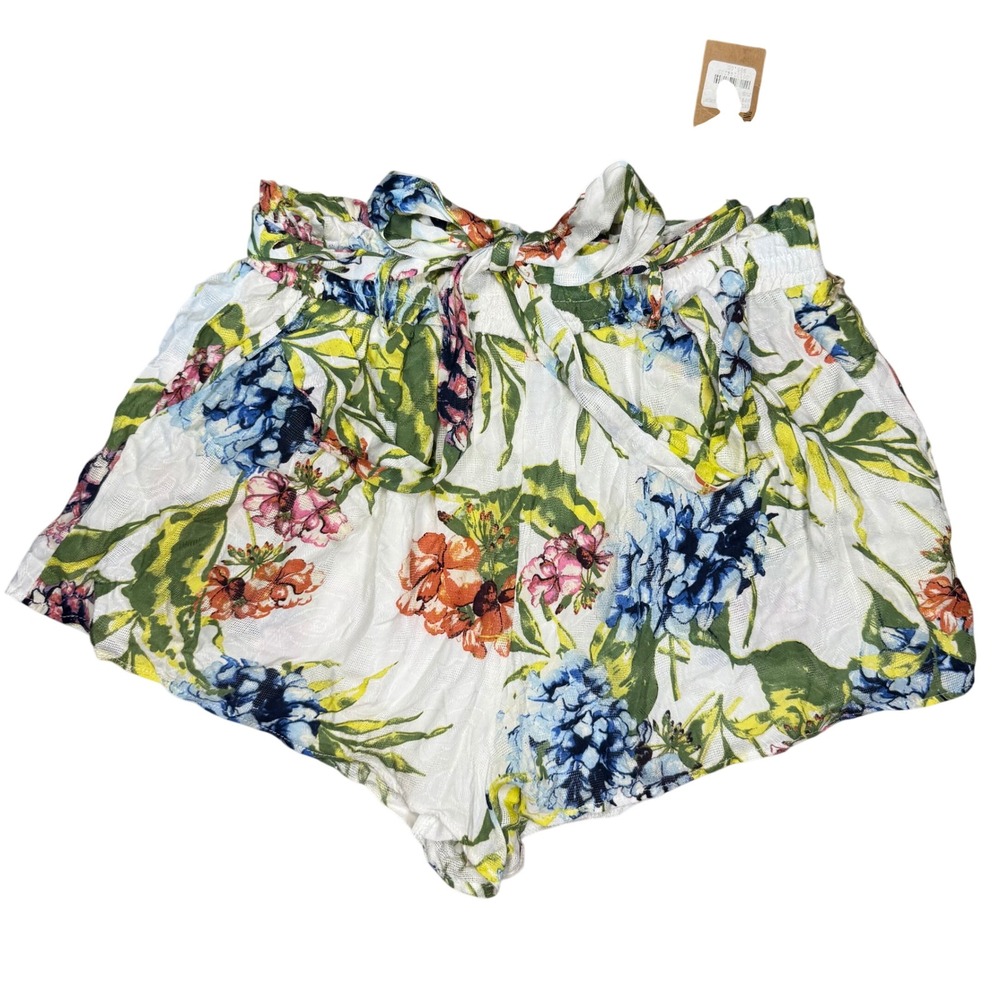 Wanderlux Yellowstone Floral High Waist Paperbag Short Tropical Resortwear NWT L